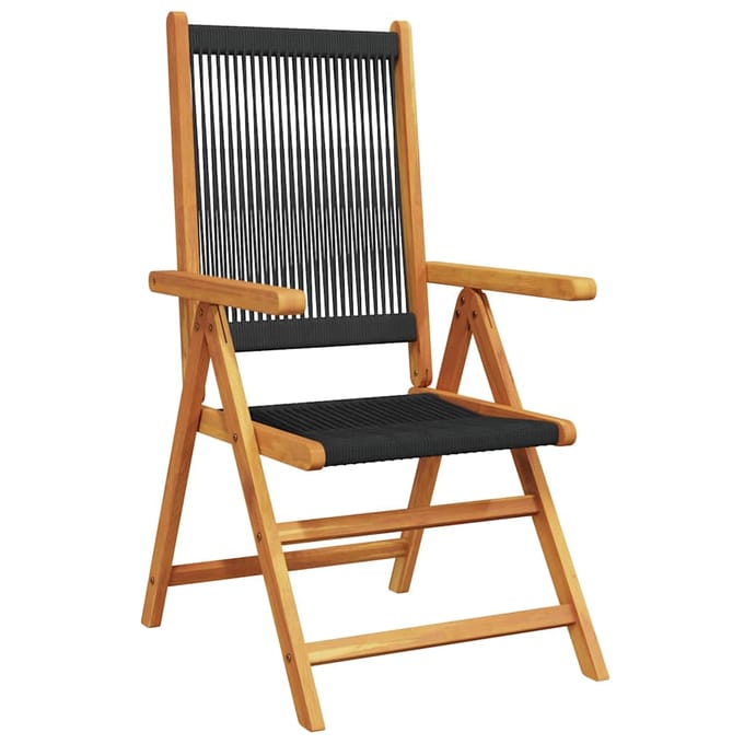 vidaXL - Verstelbare - klapstoelen, - 6 - stuks, - zwart, - massief - acaciahout