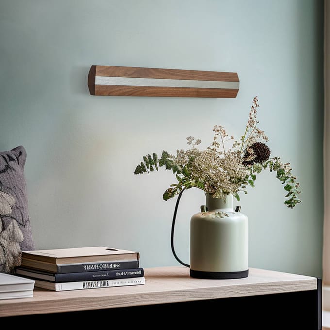 Quitani Elis LED wandlamp, walnoot/nikkel