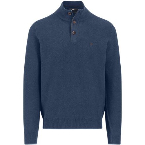 Fynch-Hatton Trui Troyer Button Allover Texture Night / male
