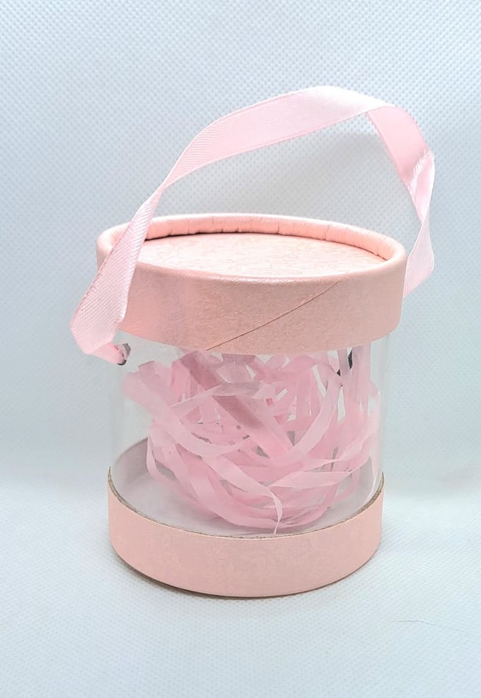 10 stuks roze koker doosje karton acryl met lintje