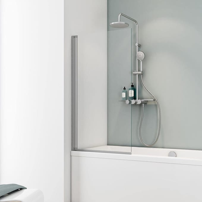 Badwand - 70 x 130 cm - alu profiel - transparant veiligheidsglas