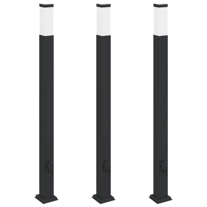 vidaXL Bolderverlichting met stopcontact 3 stuks 110 cm Zwart IP44