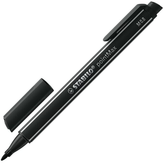 STABILO pointMax - Hardtip Fineliner 0,8 mm - Met Nylon Tip - Zwart - per stuk