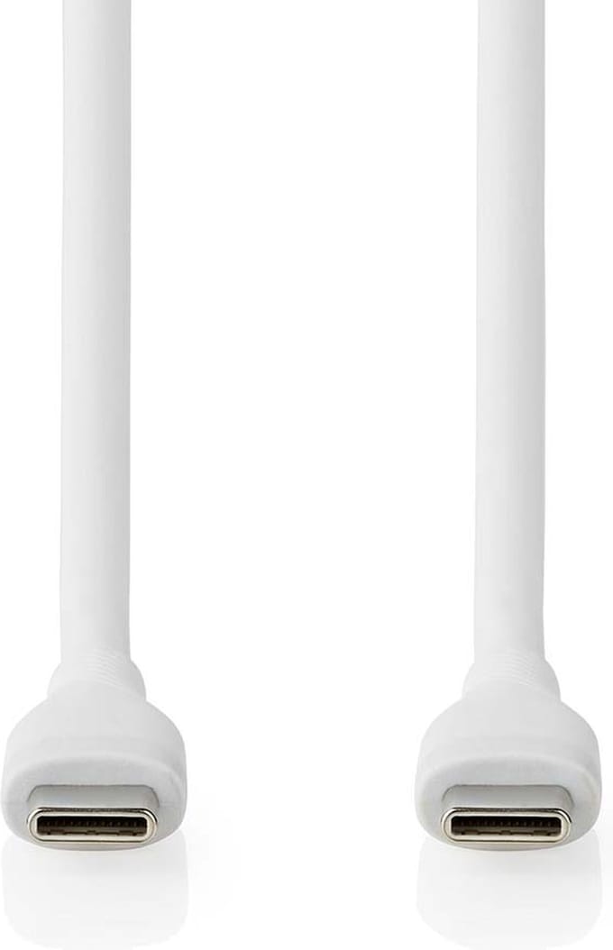 Nedis USB-Kabel - USB 2.0 - USB-C Male - USB-C Male - 60 W - 480 Mbps - Vernikkeld - 1.50 m - Rond - Silicone - Wit - Doos