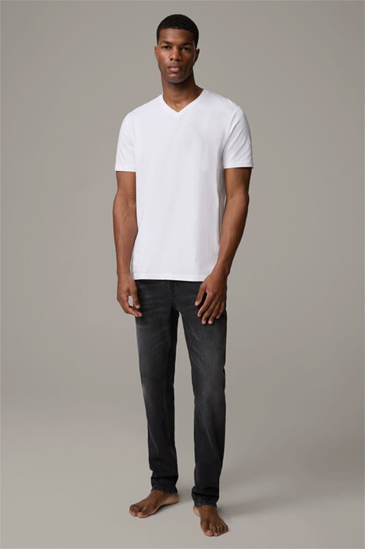 Katoenen stretch t-shirt, duopak, wit