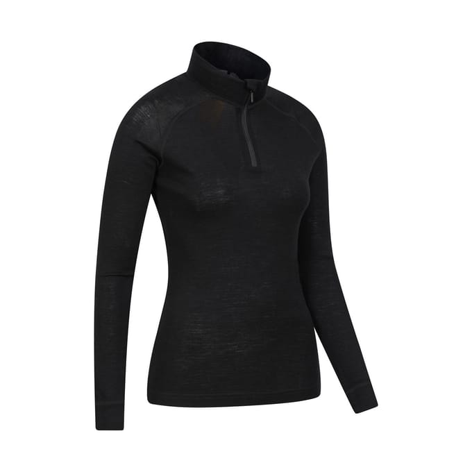 Mountain Warehouse Dames/Dames Merino Wol Zip Hals Thermo Top (Zwart)