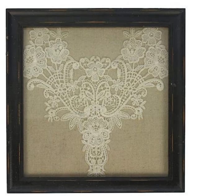 Glass Photo frame with lace fabric 25x25cm