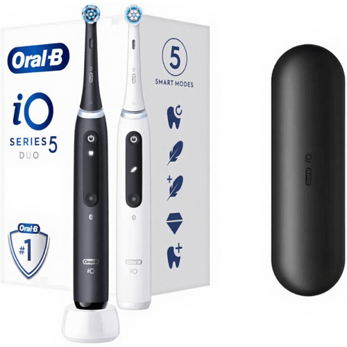 Oral-B iO Series 5 Duo - Elektrische Tandenborstel - 2 stuks - Zwart & Wit - Bluetooth
