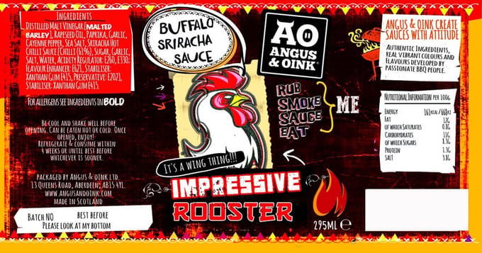 Angus & Oink Impressive Rooster Buffalo Sriracha Sauce 295ml – Pittige BBQ-saus