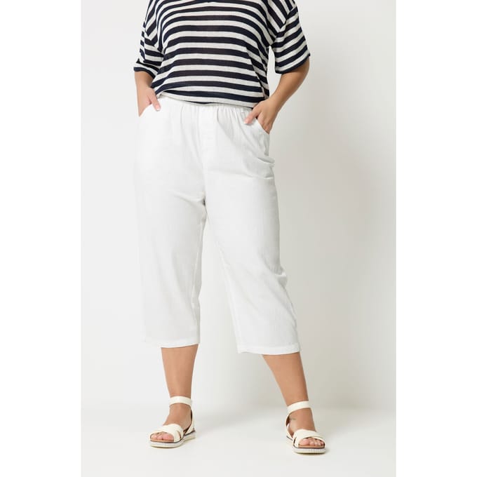 Yours Cropped Broek Van Katoen Met Elastische Taille In Wit Size 58-60