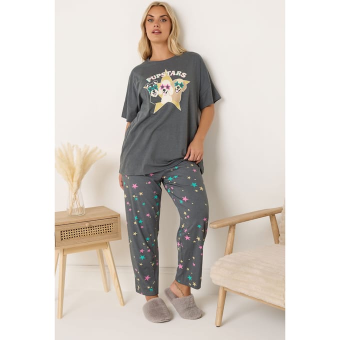Yours Charcoal Grey Pupstars Pyjamaset Size 62-64