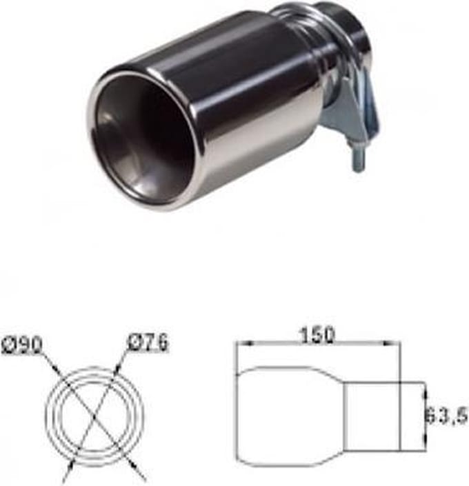 Uitlaatsierstuk RVS Rond 89mm - Universeel Passend 48-58mm