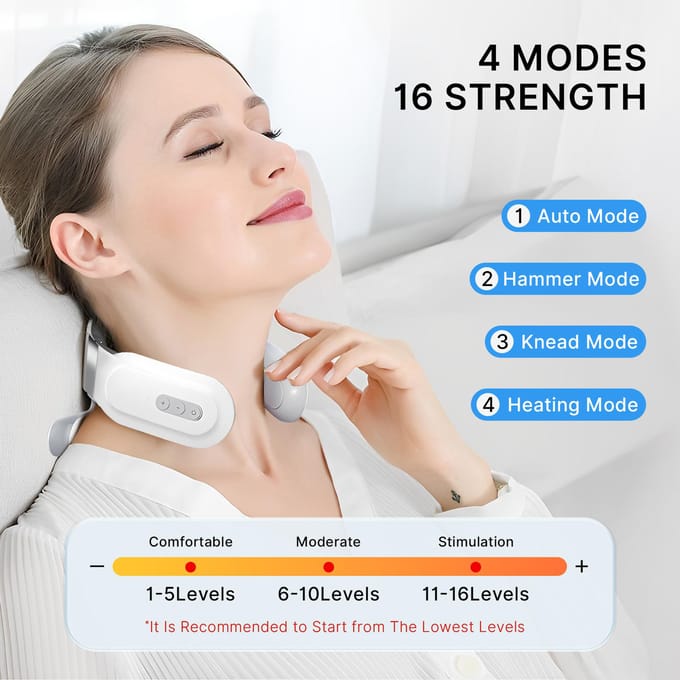 Draagbare Nek Schouder Massager Diepe Weefsel Kneed 4 Modi 16 Intensiteiten USB Oplaadbaar Ergonomisch Ontwerp US Plug gray