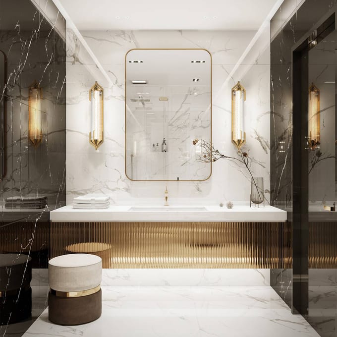 Quintiesse LED wandlamp ESPADA goud geborsteld Breedte 70 cm Metaal IP44