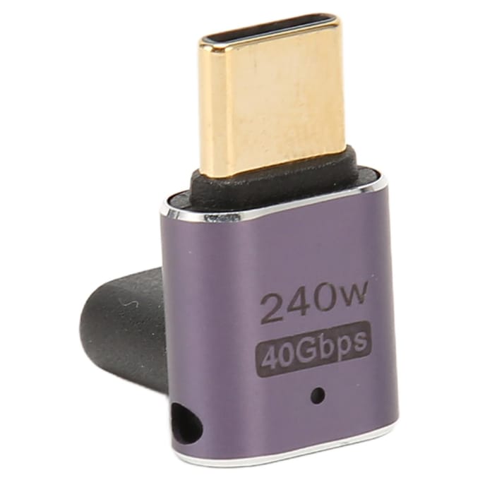 USB C Rechte Hoek Adapter Vrouwelijk naar Mannelijk 40Gbps PD240W Opladen 8K 60Hz Middenbocht Type C 4.0