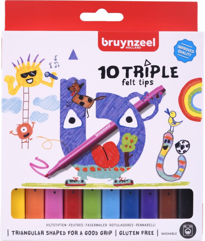 Viltstift bruynzeel kids triple 10st assorti | 6 stuks