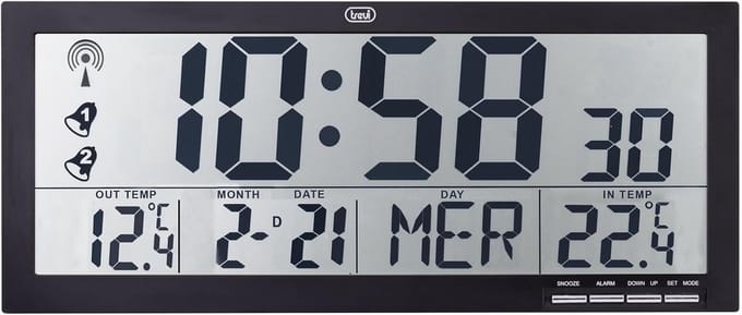 Wandklok met Display - Digitale Klok - Weer Informatie - Draadloze Buitensensor - 37 cm - Zwart