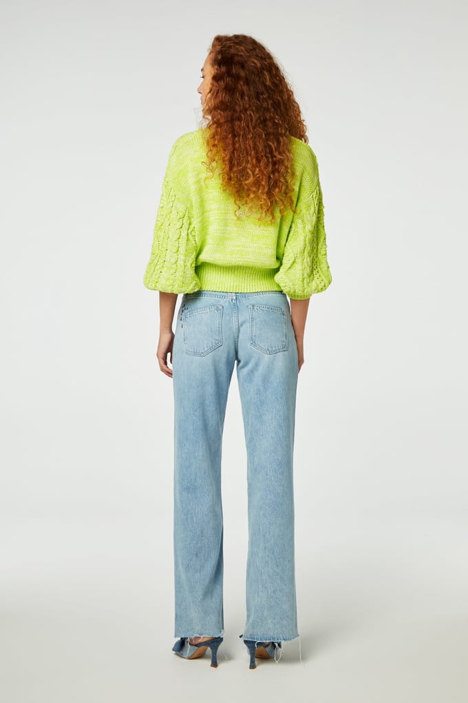 Fabienne Chapot Suzy 3/4 Sleeve Pullover Lovely Lime Maat: S | Gebreide Truien Outlet | Dames | Groen