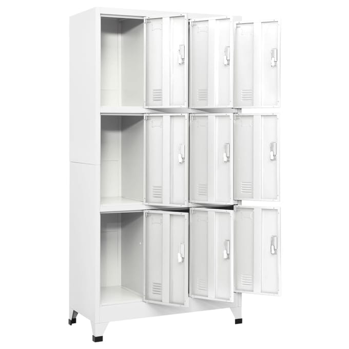 vidaXL - Lockerkast - met - 9 - vakken - 90x45x180 - cm - staal - grijs