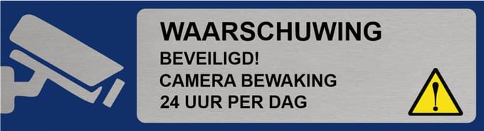 CombiCraft Aluminium deurbordje Waarschuwing camerabewaking 165x45mm - per stuk