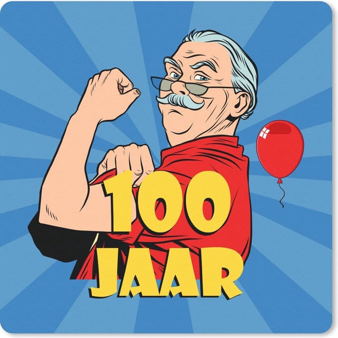 Muismat 20x20 cm - Mousepad Verjaardag - Man - 100 - Muismatten
