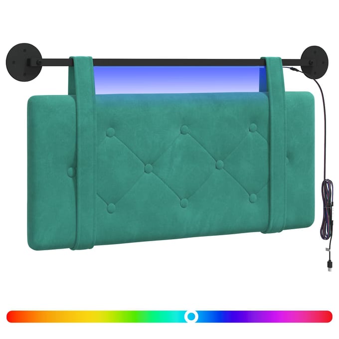 vidaXL - Hangend - hoofdbord - Met - LED-verlichting - Turquoise - Fluweel