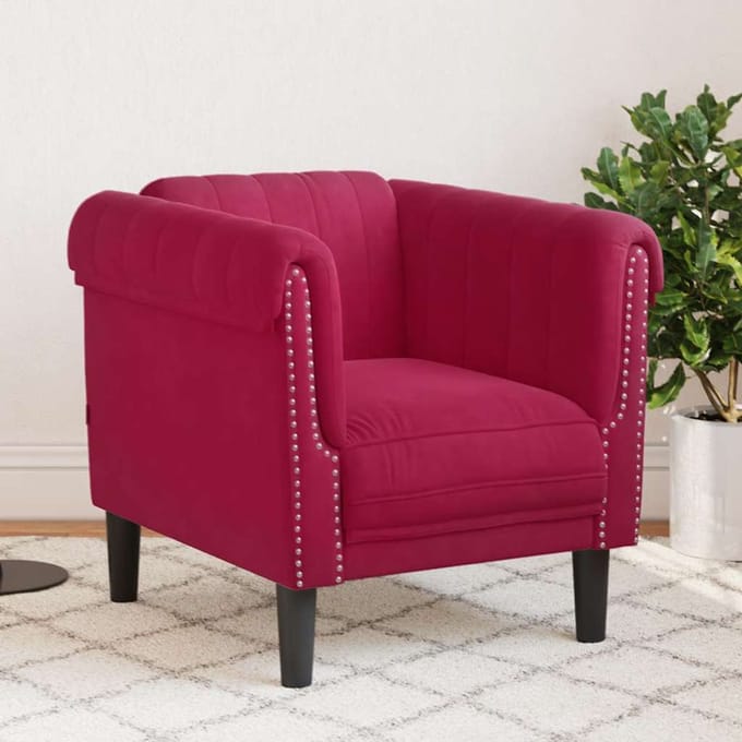 vidaXL Fauteuil fluweel wijnrood