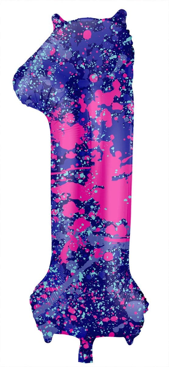 Folat - Folieballon Cijfer 1 Paint Splash - 86 cm