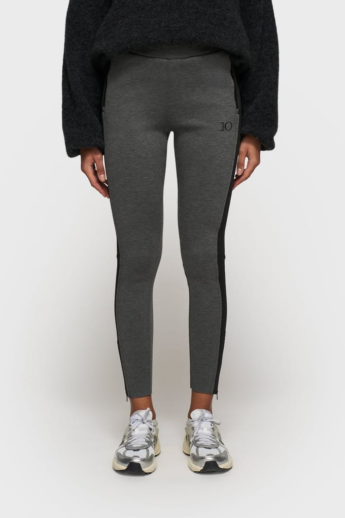 10DAYS Easy Fitted Pants Scuba Contrast Antra Melee Maat: S | Leggings Outlet | Dames | Grijs