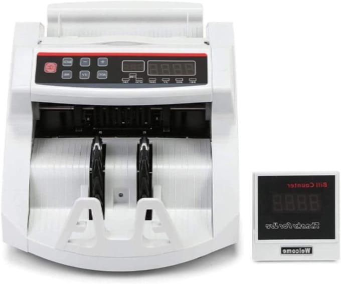 Geld Tel Machine - Bankbiljet Teller - Efficiënt Tellen - UV MG Detectie - 1000 Biljetten/Min - Wit
