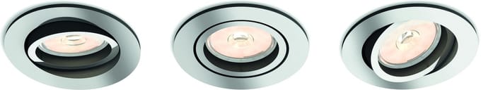 Philips DONEGAL recessed downlight, round, 3-pack, chrome