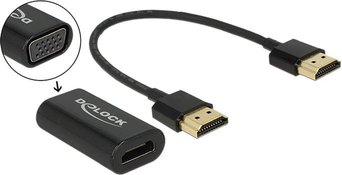 Premium HDMI naar VGA adapter met losse kabel / zwart - 0,15 meter