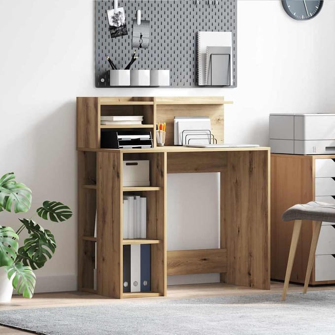 vidaXL - Bureau - Artisan - Eiken - Bewerkt - hout - 90 - x - 48 - x - 101,5 - cm
