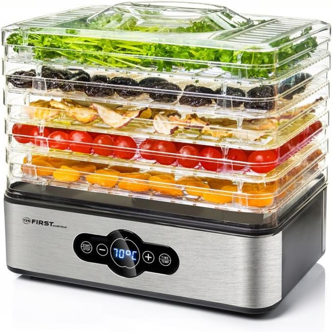 TZS First Austria Voedseldroger - 240W - 5 Laags - 35°C tot 70°C - LCD Display - BPA-vrij - Timer