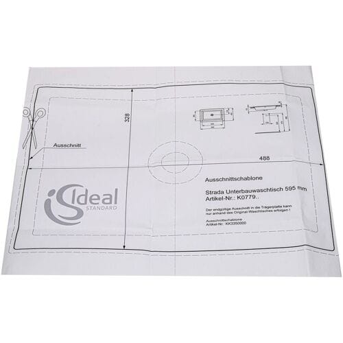 Ideal Standard template for Strada undercounter washbasin 59.5 cm