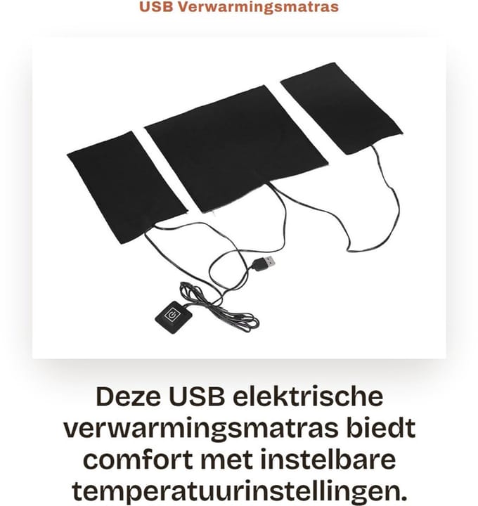 Dailygoods - USB Verwarmingsmatras met Instelbare Temperatuur