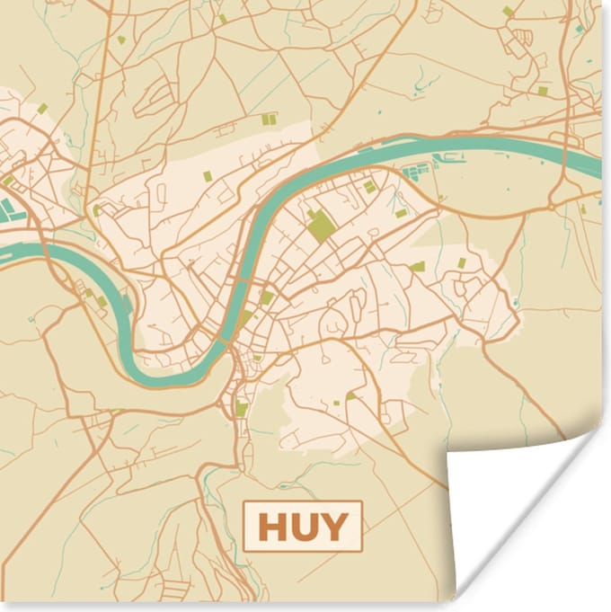 Poster Plattegrond - Kaart - België - Huy - Stadskaart - 50x50 cm