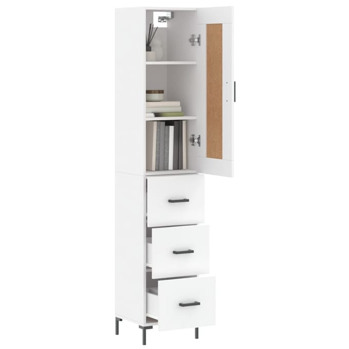vidaXL - Hoge - kast - 34,5x34x180 - cm - bewerkt - hout - wit
