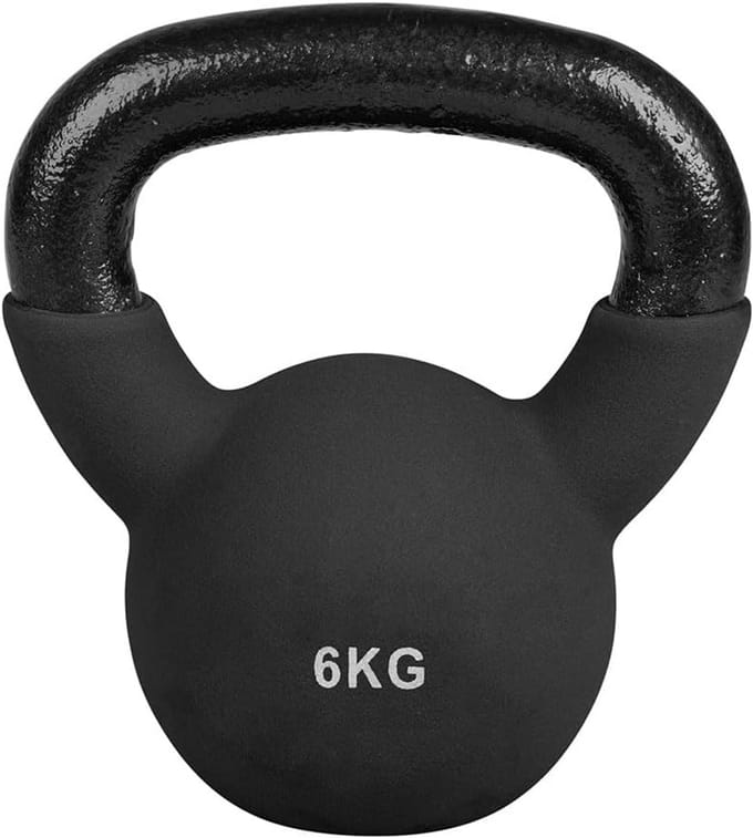 Kettlebell - Halter Gewicht - Kracht Training - Robuust Gietijzer - 6kg - Zwart