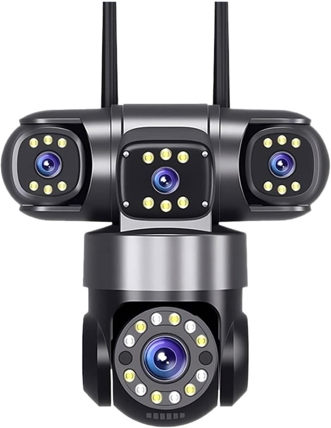 Beveiligingscamera - IP-camera PTZ - Buitenbewaking - Vier lenzen schermen - 12 MP - Zwart