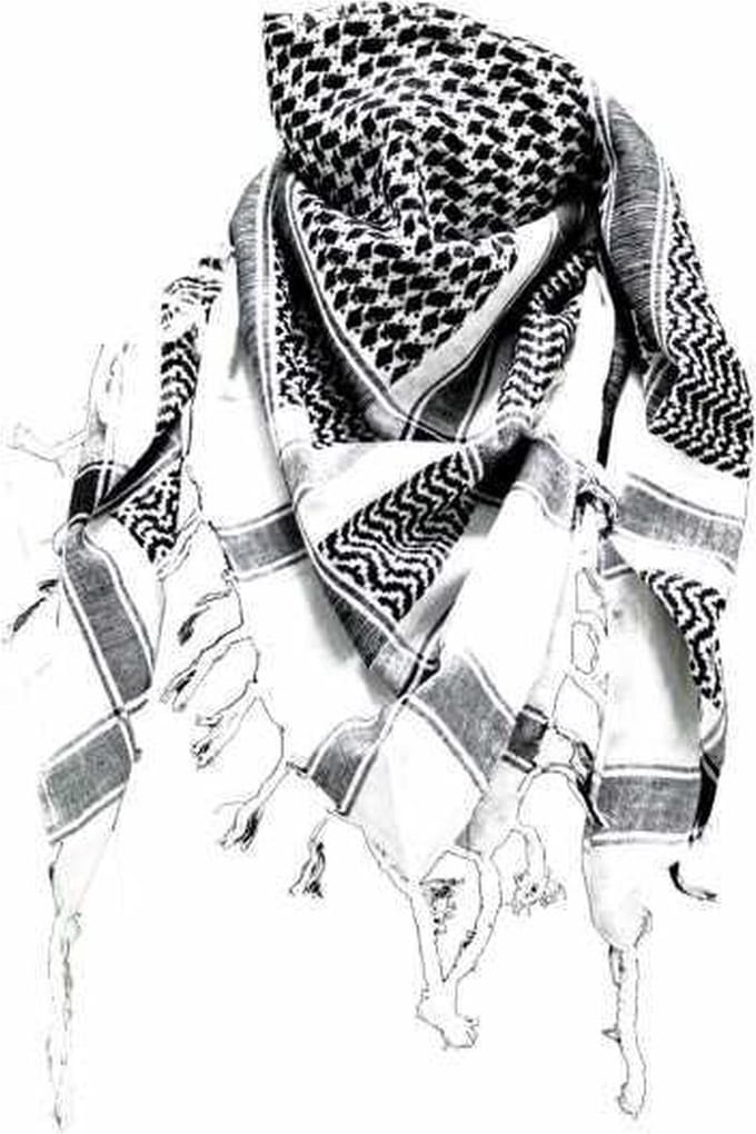 New Age Devi - "Stijlvolle Arafat-sjaal in zwart/wit. Gemaakt van 100% katoen en 110*110 cm groot."
