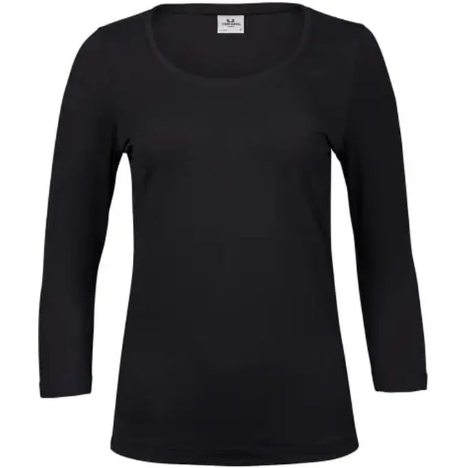Tee Jays - Dames Stretch 3/4 mouw T-shirt - Black maat M