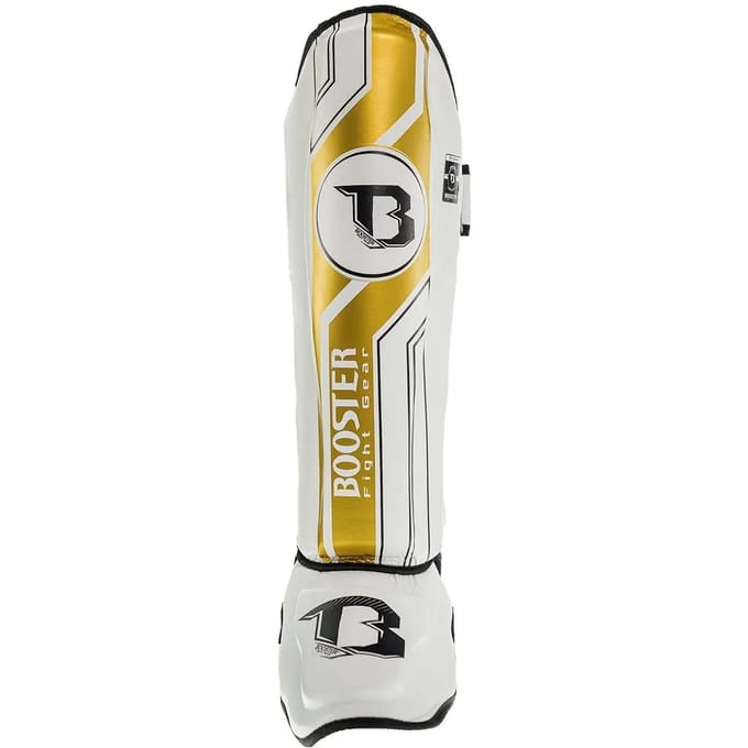 Booster Fight Gear V9 Scheenbeschermers – Professionele Bescherming – Wit/Goud -Maat L