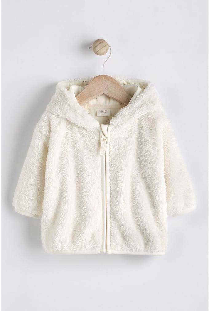 Next - Meisjes - Fleece babyjack met capuchon - Wit
