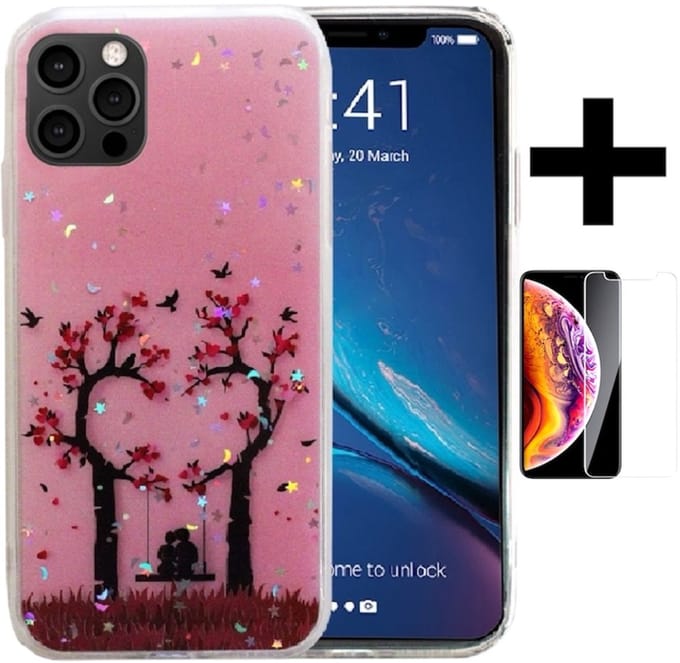 Hoesje Geschikt voor Apple iPhone 12 Pro Max silicone/iphone 12 pro max hoesje/TPU back cover print + Gratis screenprotector (2)