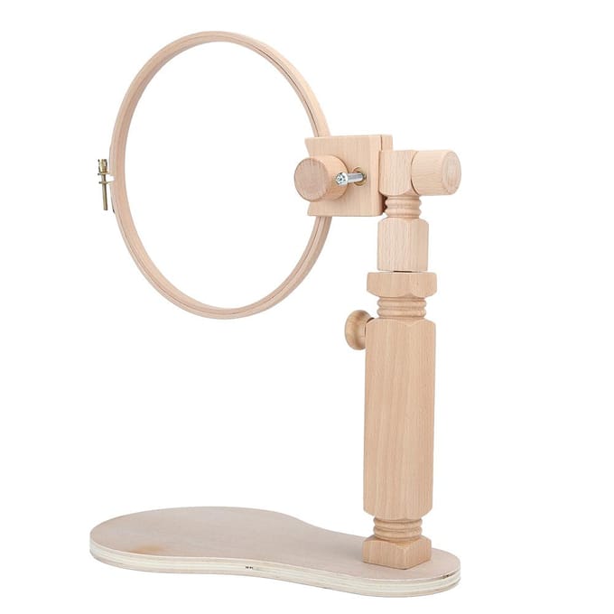 Borduur Houten Borduurring Standaard Kruissteek Set Ring Frame Verstelbare Naaigereedschappen beige
