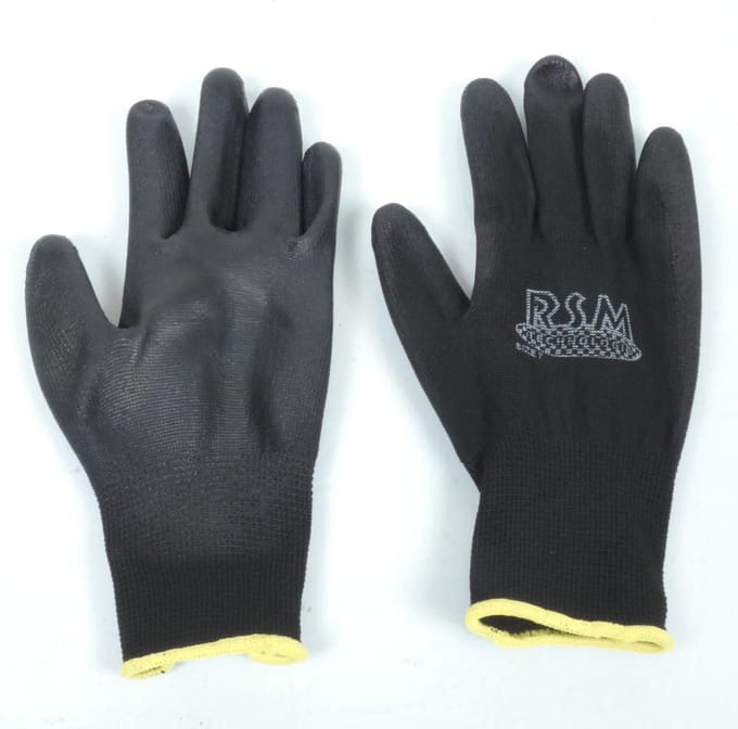 Gant d'atelier noir taille 7 RSM pour mécanique moto auto paume polyuréthane