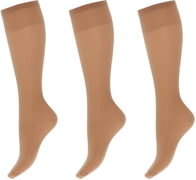 Marianne - Dames Kneehighs Satin Sheers Panty - 15Den - 3-Pack - Maat One Size - Wineblush