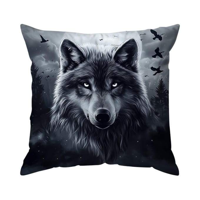 Coussins Thème Loup Taie d'oreiller Housse de coussin en polyester Coussin d'appoint Housse de coussin Décoration de canapé de maison 45x45cm