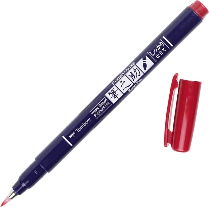 Tombow Fudenosuke Brush Pen Hard - Rood